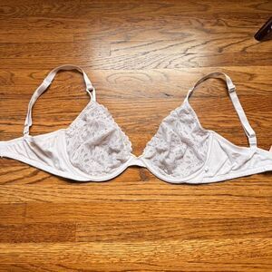 Victoria's Secret White Lace Unlined Demi Bra 36DD